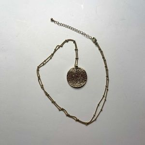 Round Pave Rhinestone Pendant With Chain
